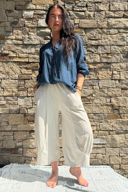 Shayle Indian Cotton Smock Shirt Navy
